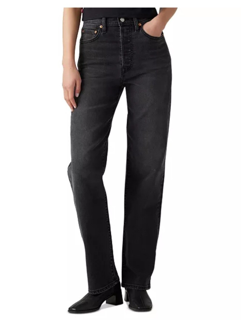 Levi's Ribcage Straight Ankle High Rise Gray Button Fly Jeans W29 L27
